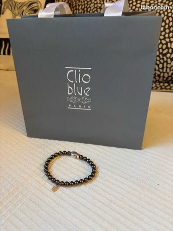 Bracelet En Cuir Clio Blue Pour Homme Noir - Acier Inoxydable Occasion Comme Neuf