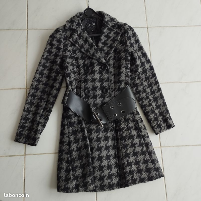 Manteau Femme En Laine Gris - Taille 36, Style Trench, Occasion Très Bon état