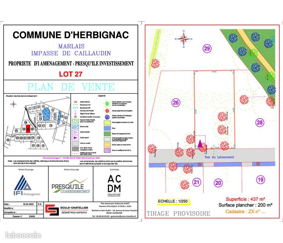 Terrain 437 m² · à Herbignac · 89 000 €