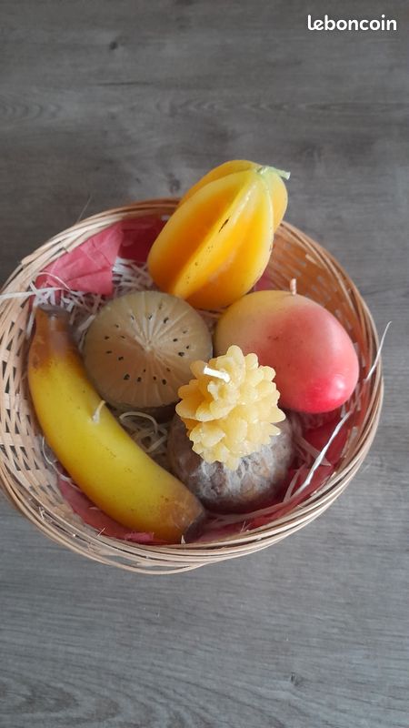 Lot D'anciennes Bougies En Forme De Fruits - Multicolores En Cire - Décoration Vintage Occasion