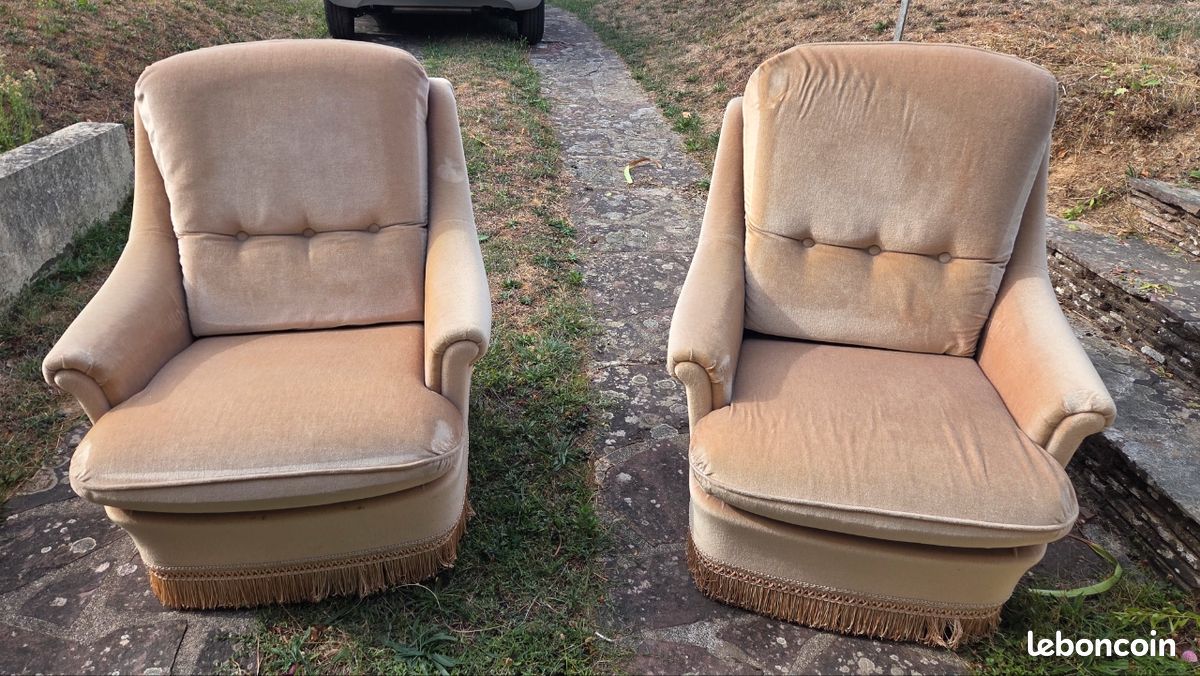 Lot 2 fauteuils beige (image 2)