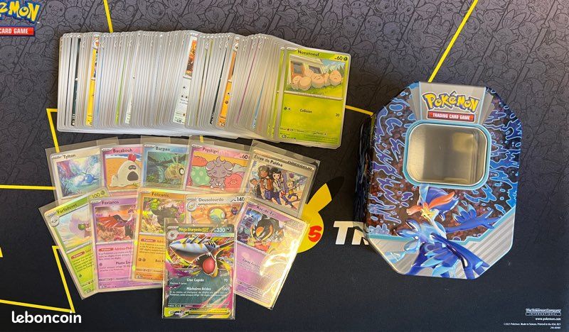 Lot de 100 cartes Pokémon sans double + 1 ultra + 1 boîte (image 1)