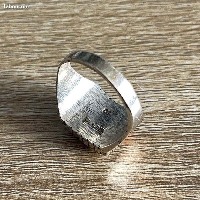 Bague Homme Navajo – Argent 925 – Motif Pyramide – Taille 11.5 – Fabriquée Main