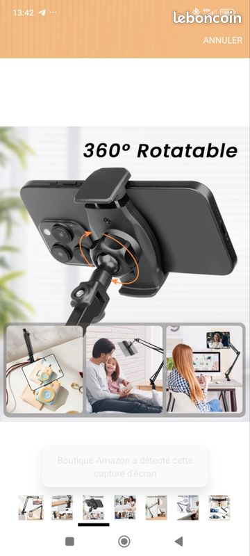Support Tablette Réglable 360° Pour Lit, Bureau, Voiture - Pince Avec Embout Silicone, Portable Et Stable