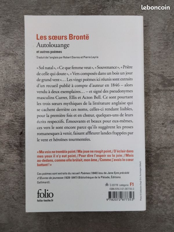 Autolouange et autre poèmes les sœurs Brontë (image 2)