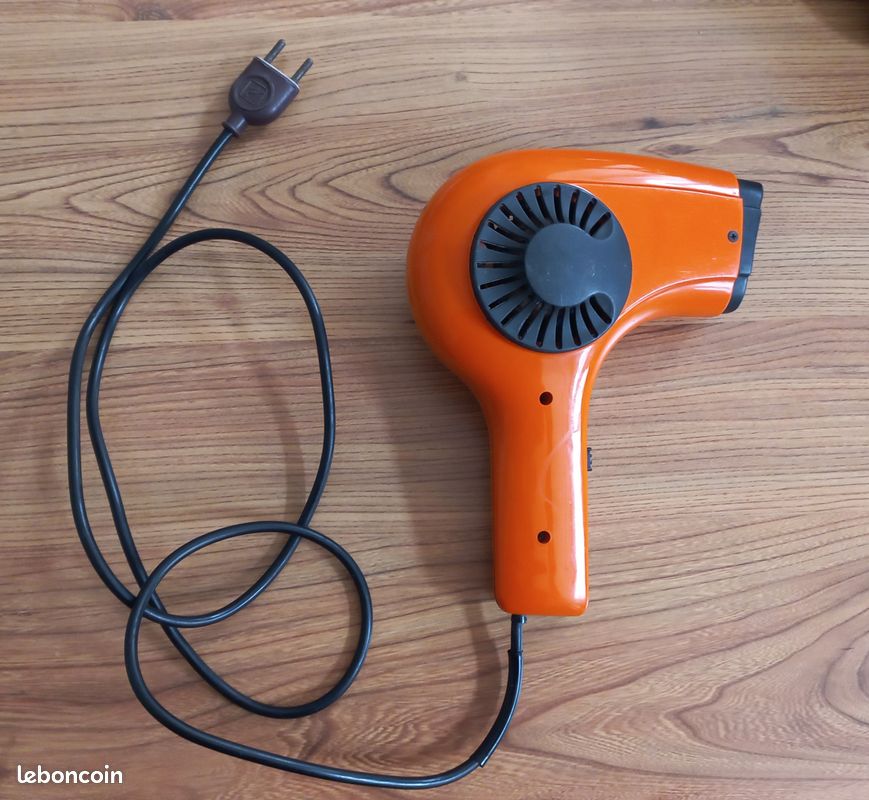 Sèche-cheveux Vintage BaByliss Couleur Orange - Modèle Standard D'occasion Fonctionnel - Rétro Années 70/80