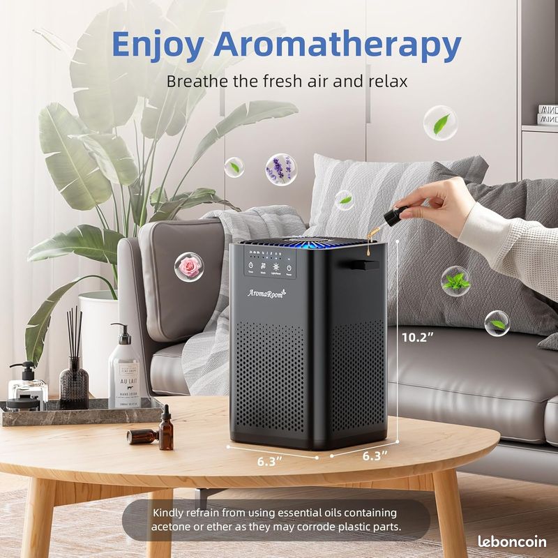 OMISOON Purificateur d'Air, Filtre HEPA H13 99,97%, Consommation d'Énergie Réduite à 5W, Convient Pour des Pièces de 10㎡ à 15㎡, Silencieux 22db, Élimine Efficacement le Pollen, la Poussière, Cheveux