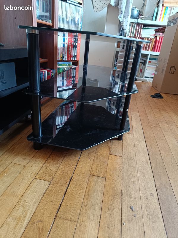 Meuble TV noir en verre TBE 30 (image 2)
