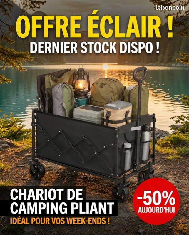 Chariot de Transport Pliable 150L 120kg - Camping Jardin Courses - 4 Roues 360° Compact Noir (image 1)