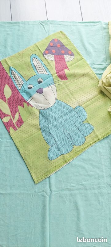 Ensemble lit 1 personne housse couette + taie oreiller + drap housse (image 3)