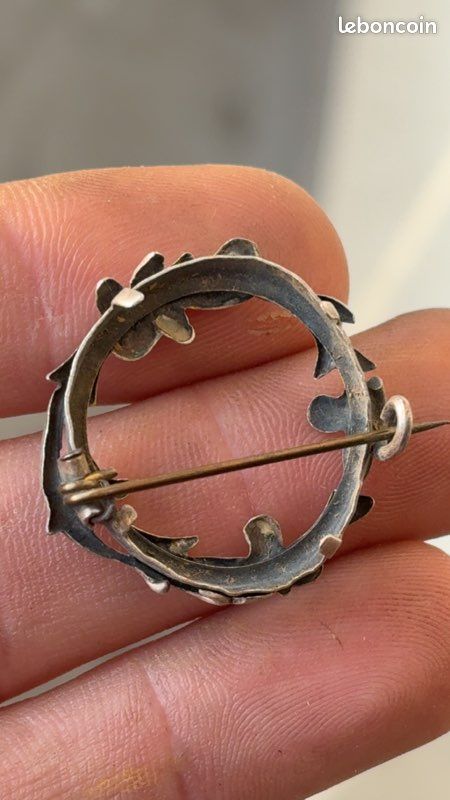 Broche porte photo Médaille Argent massif vers 1900 Ancien Broche porte photo Médaille Argent massif vers 1900 Ancien