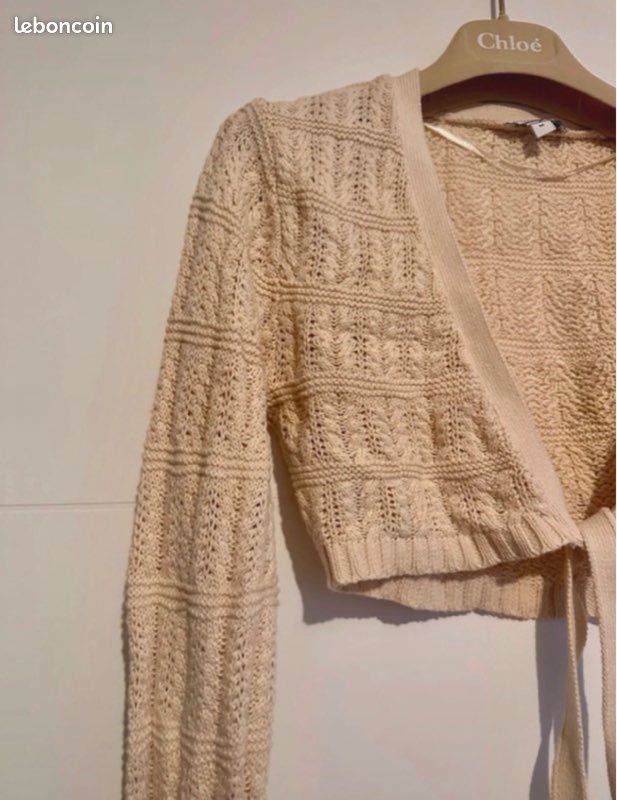 Gilet court beige effet maille - Jennyfer - Taille M- Très bon état - 34 × 32 cm (image 3)