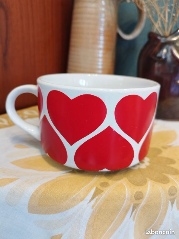 Grande Tasse émaillée Vintage – Blanc – Style Campement