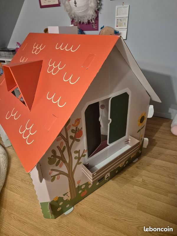 NEUF : Grande Maison / cabane en carton blanc à monter et à décorer pour enfant - Loisirs créatifs