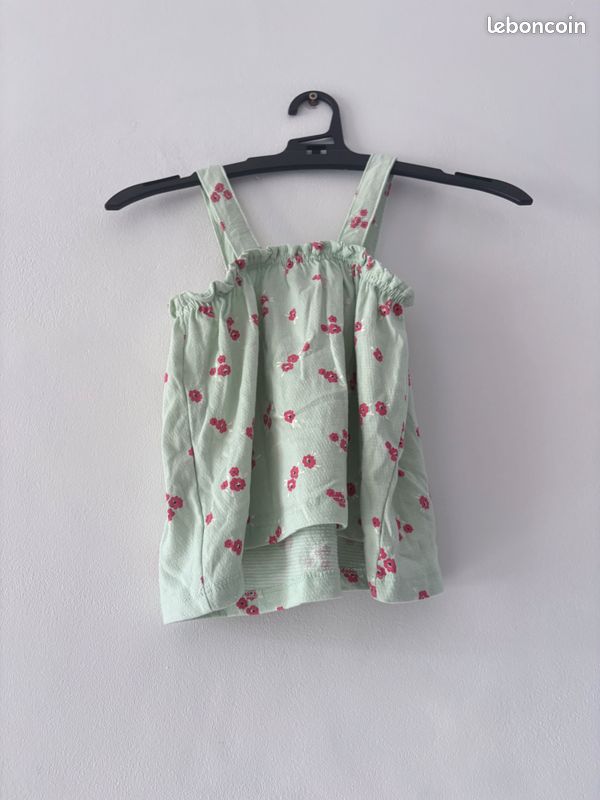 Haut Babydoll Fille Pumpkin Patch – Taille 9 Ans, Vert émeraude Et Blanc – Neuf Avec étiquettes – Volants Et écusson Citrouille