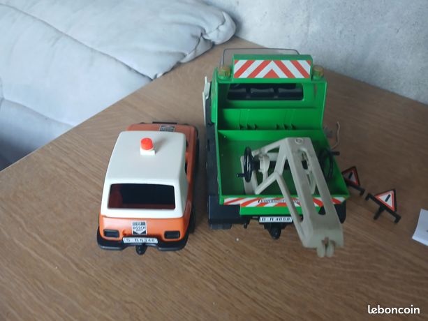 PLAYMOBIL CARROSSERIE VERTE - voiture de police ancienne - véhicule de