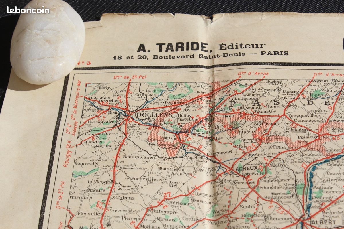 Carte routière ancienne pour Automobilistes et Cyclistes environ PARIS et section Nord-Est (image 4)