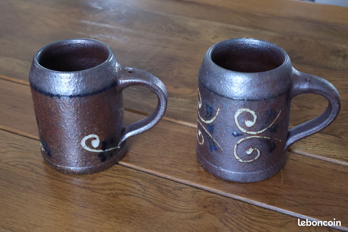 2 chopes à bière en terre cuite (image 2)