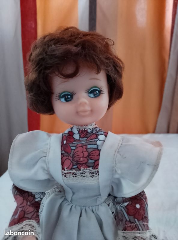 Poupée Musicale Vintage En Porcelaine - Fabrication Française - 28 Cm - Bon état