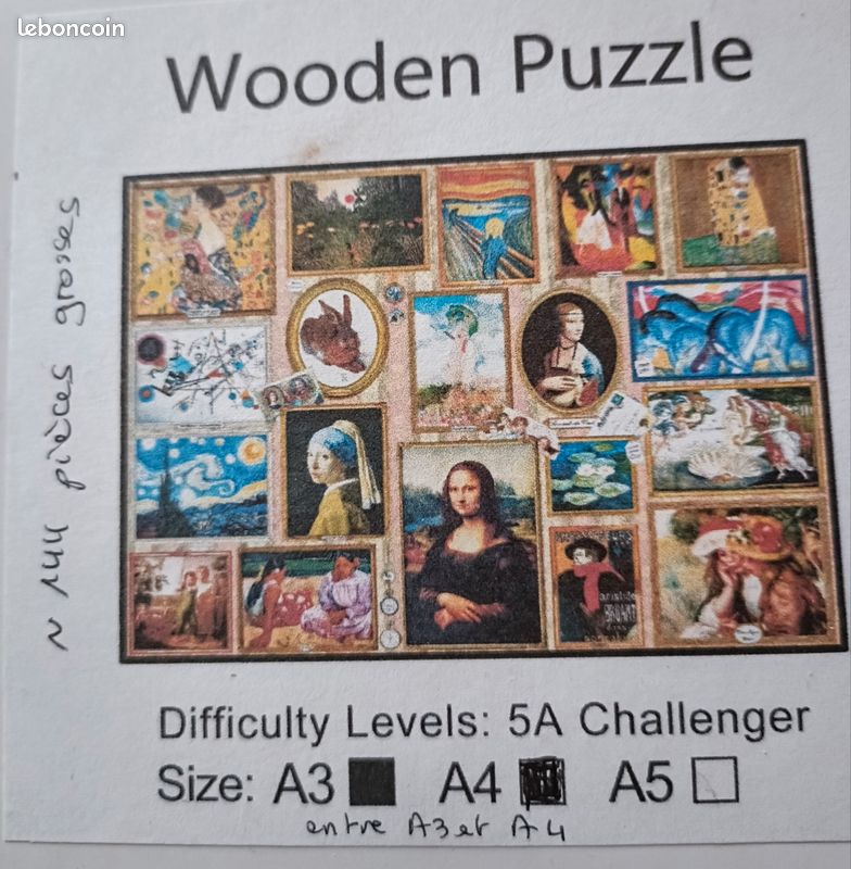 Puzzle bois tableaux célèbres (image 1)
