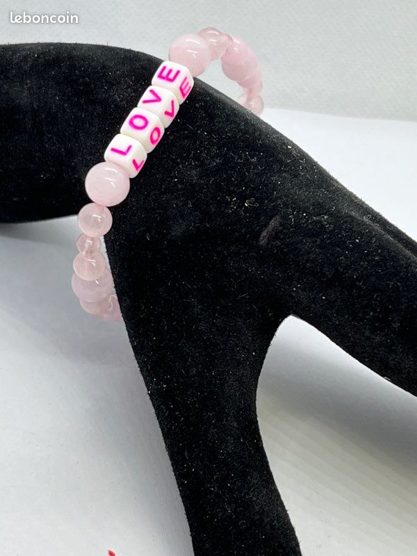 Bracelet LOVE en véritable QUAZTZ ROSE (image 9)