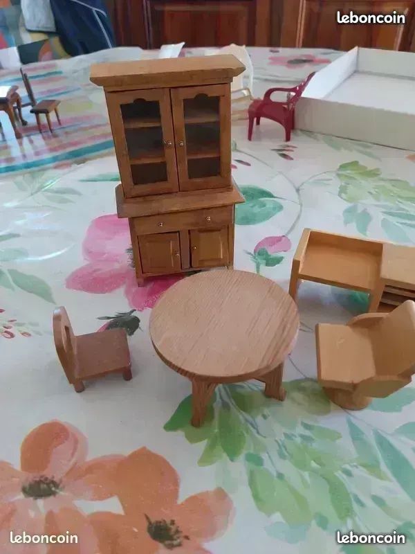 Petit Meuble Poupée Ancien - Buffet En Bois, Jouet Vintage Collection XX