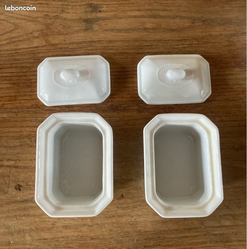 Lot de 2 terrines blanches en porcelaine à feu Apilco (image 2)