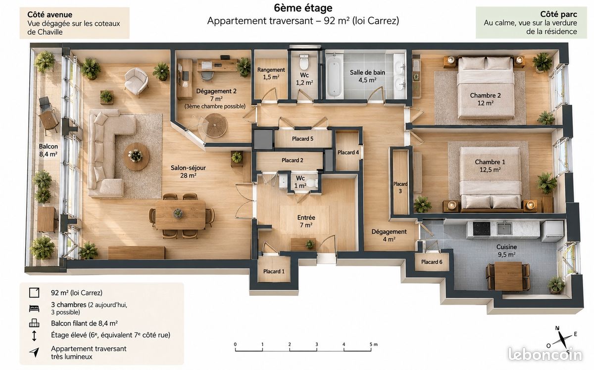 Appartement 4 pièces 92 m² · à Chaville · 92 m² · 439 000 €