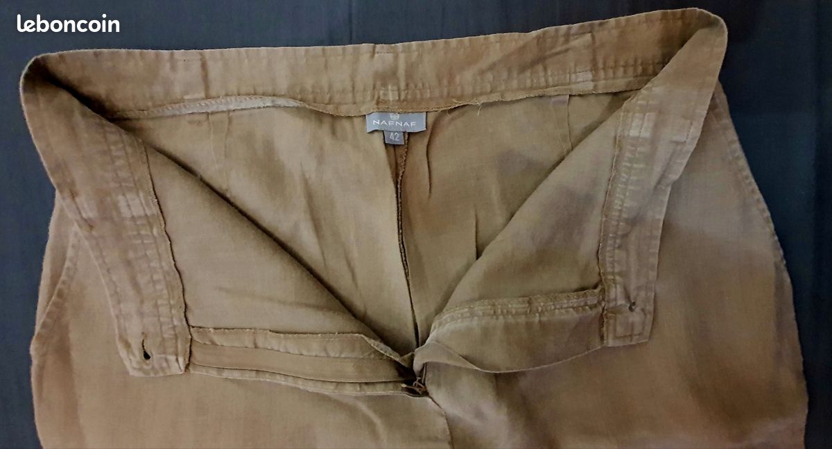 Pantalon lin camel (image 7)