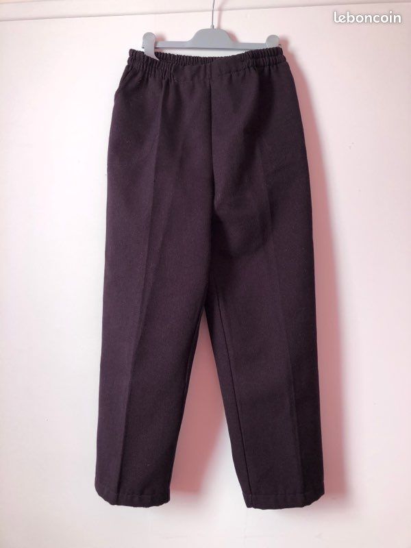 Pantalon vintage large taille haute couleur prune (image 7)