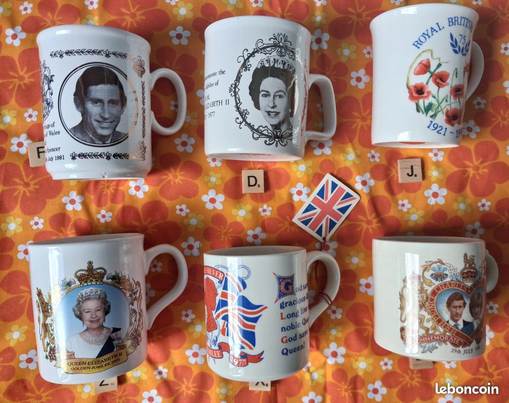 Tasses Royal Family anglaise vintage, dorures, jubilés (image 2)