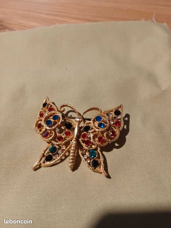 BROCHE PAPILLON EN Argent Sterling Émaillée Verte Edvin