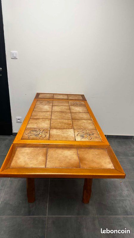 Table de salle à manger extensible en chêne avec plateau carrelé (image 5)