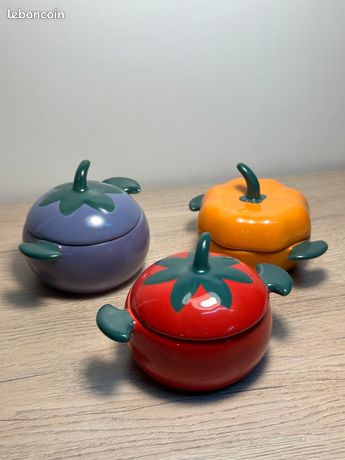 Cocotte en porcelaine ovale avec couvercle 13x10x5cm orange