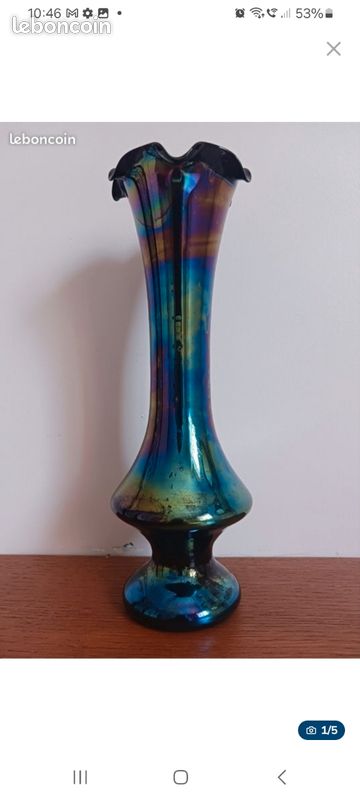 Vase Murano irrisé design Linea Mary Kristall (image 2)