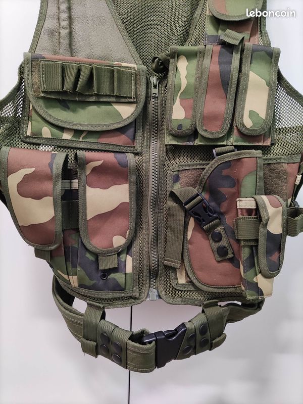 Gilet Tactique QMFIVE - Airsoft Paintball - Porte-Équipement MOLLE - Coupe Droite Sans Col - Lavable