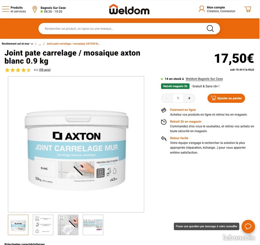 Lot prêt à l’emploi : colle et joint à carrelage + carrelage mural 20x20 (faïence) (image 10)
