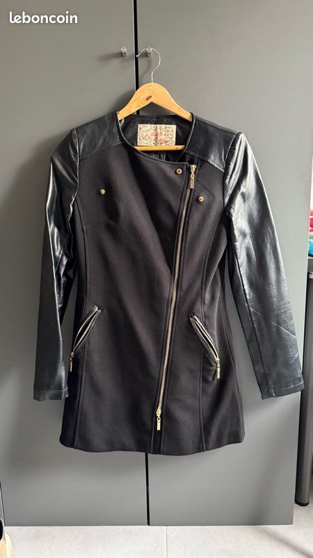 Manteau noir avec manches simili cuir – LuluLove – Taille M (image 5)