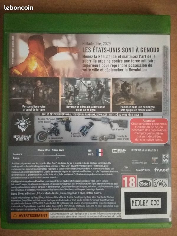 Jeu XBOX ONE homefront the revolution (image 2)
