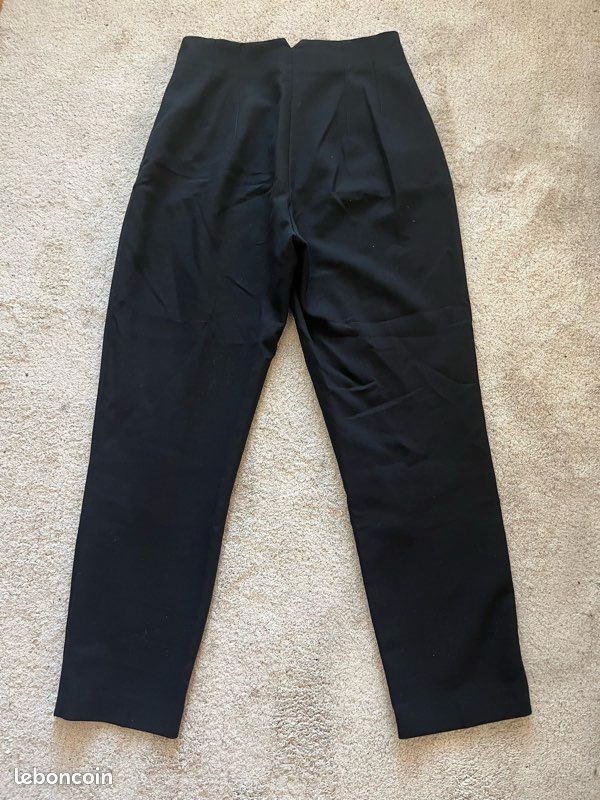 black cigarette pants zara high waisted / trousers waist strap Zara Pantalon Cigarette Taille Haute