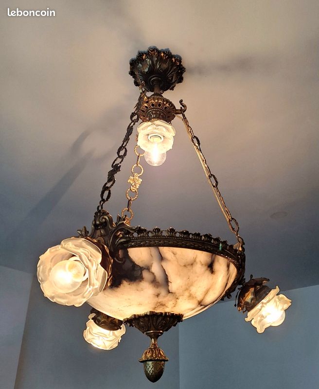 Lustre en Albâtre de Style Empire