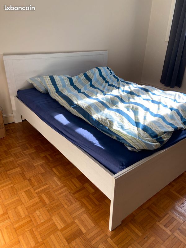 Prix bradé, occasion à prendre aujourd'hui ou demain (car déménagement) : Lit (Cadre de lit, sommier et matelas ultra confortable) (image 1)