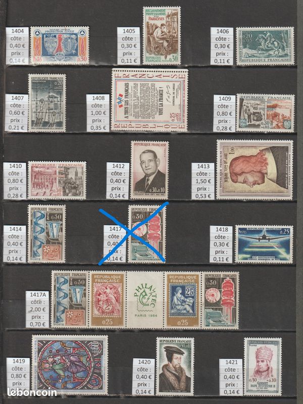 Lot 1120 - TIMBRES DE FRANCE NEUF * année 1964-1965 (image 1)