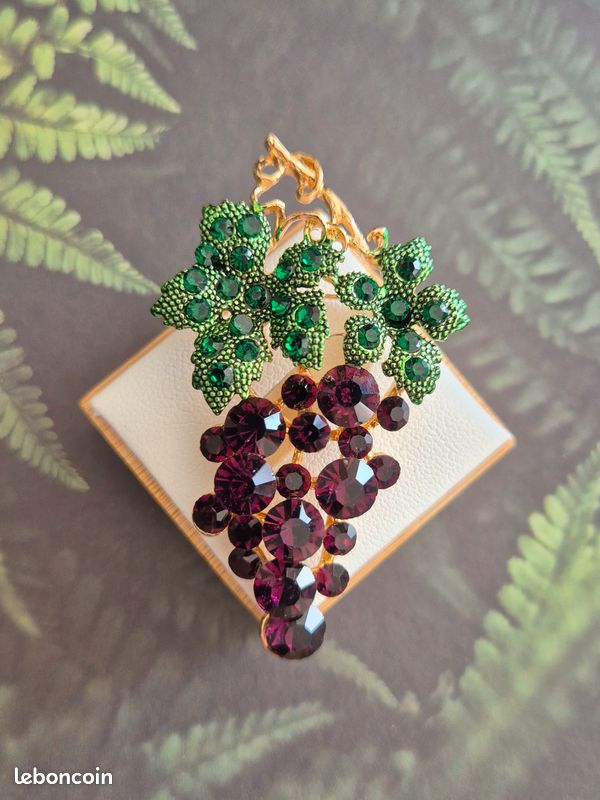 ANCIENNE BROCHE CRISTAL Memories Swarovski Grappe De Raisin Bachus EUR