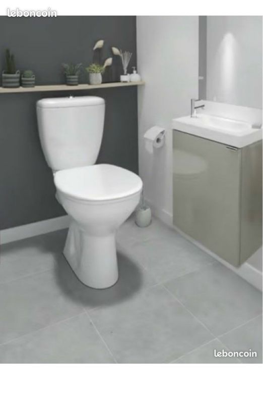 Wc a poser toilettes sanitaire wc neuf jamais posé double chasse d’eau économique wc à poser Dim : h.76 x l.38 x p.62,6 cm (image 1)