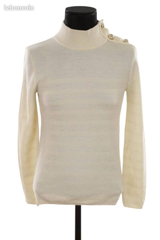 Pull Claudie Pierlot En Alpaga/Laine - Taille 40/42 - Noir/Crème - Occasion Très Bon État