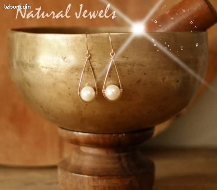 Boucles d'oreilles laiton doré perles qualité AA 10 mm naturaljewels (image 4)