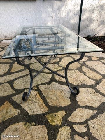 Table basse en fer forgé vitrée (image 2)