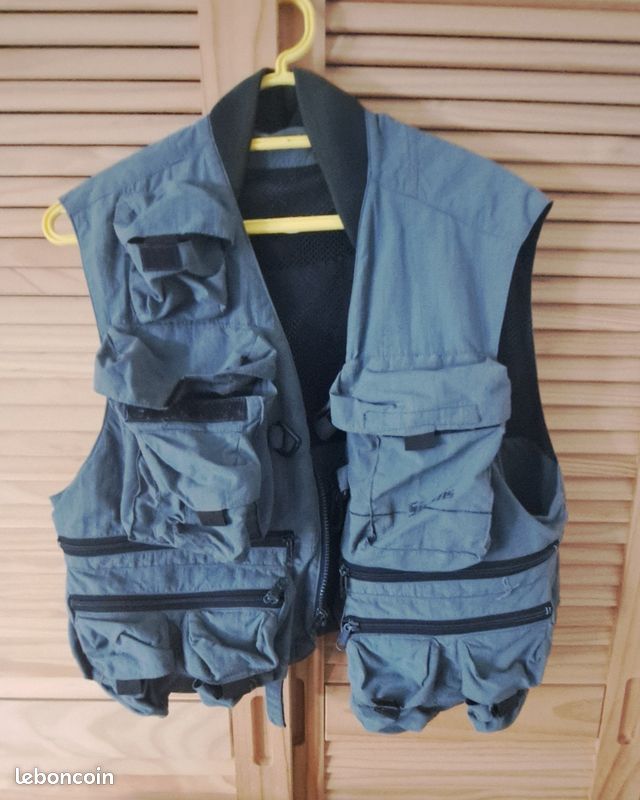 Gilet De Pêche Simms Homme Taille L – Bleu, Maille, Léger, Occasion