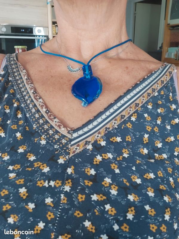 Très beau collier vintage pendentif en verre Murano (image 3)